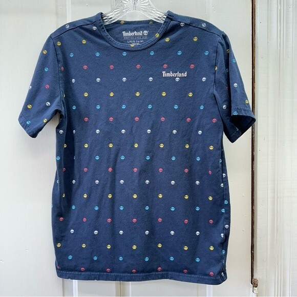 Timberland navy patterned t shirt youth boys large 14 16 - Picture 1 of 4